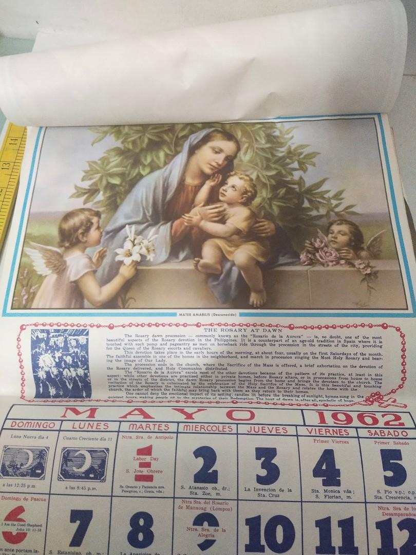 vintage "Holy Rosary Calendar" from 1962/Philippines/very rare