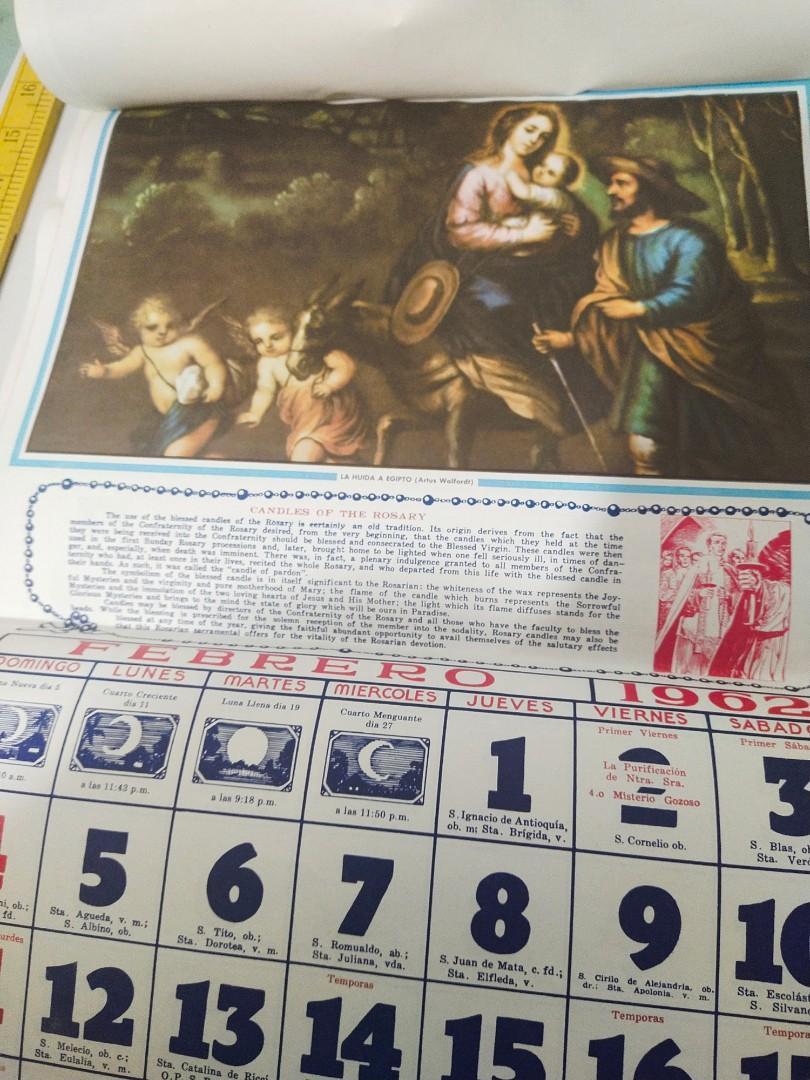 vintage "Holy Rosary Calendar" from 1962/Philippines/very rare