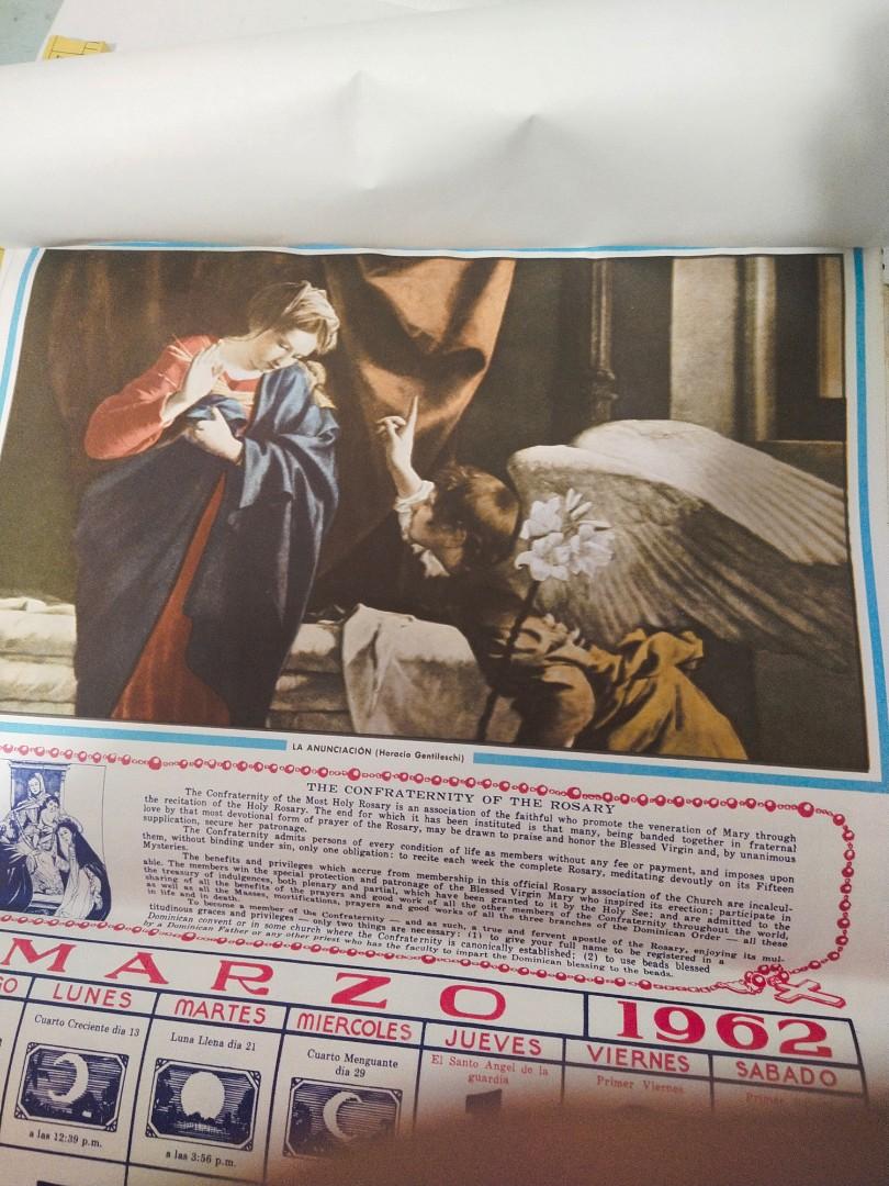 vintage "Holy Rosary Calendar" from 1962/Philippines/very rare