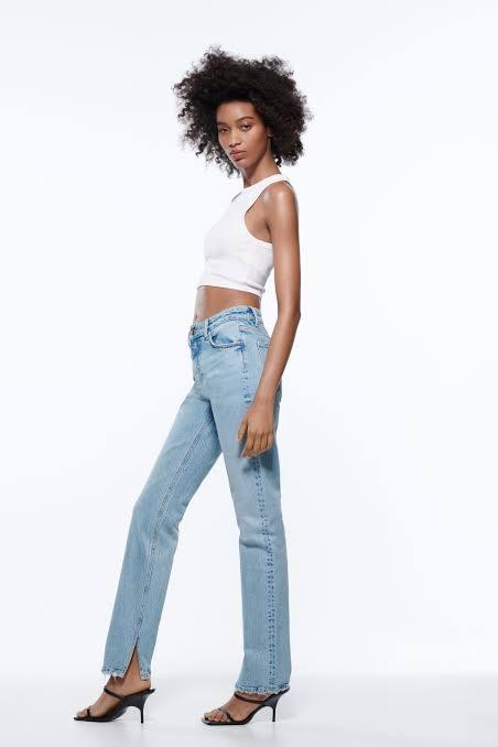 High rise split hem jeans zara Clearance