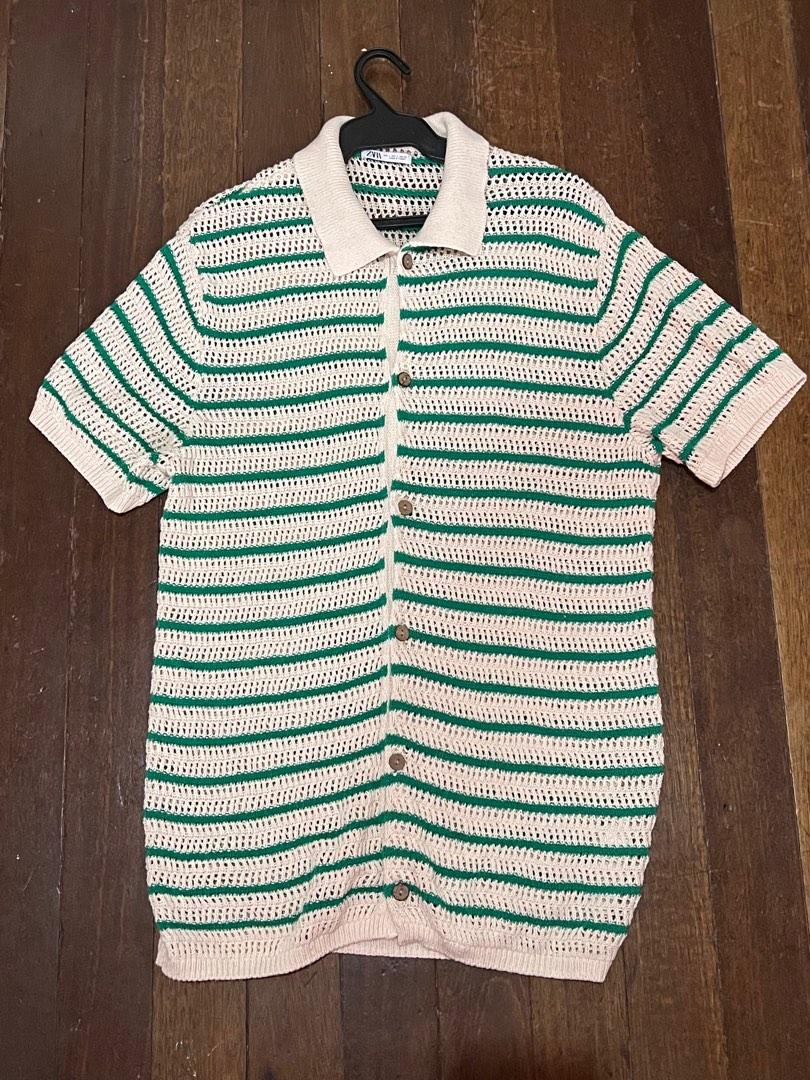 RUSH!!! Zara Man Crochet Knit Polo Shirt, Men's Fashion, Tops & Sets