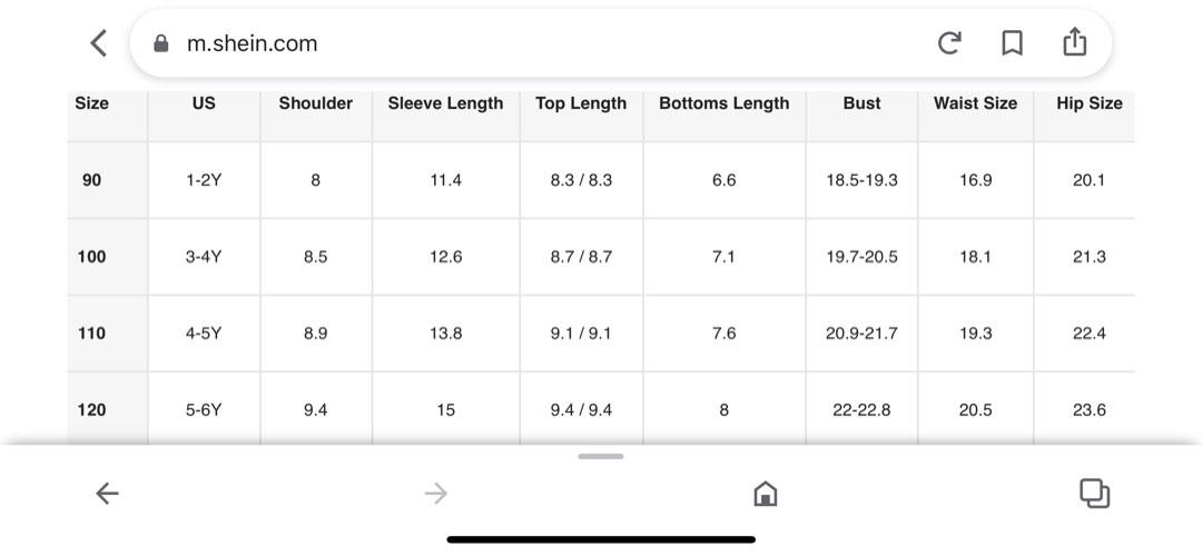 Size 120 in shein store