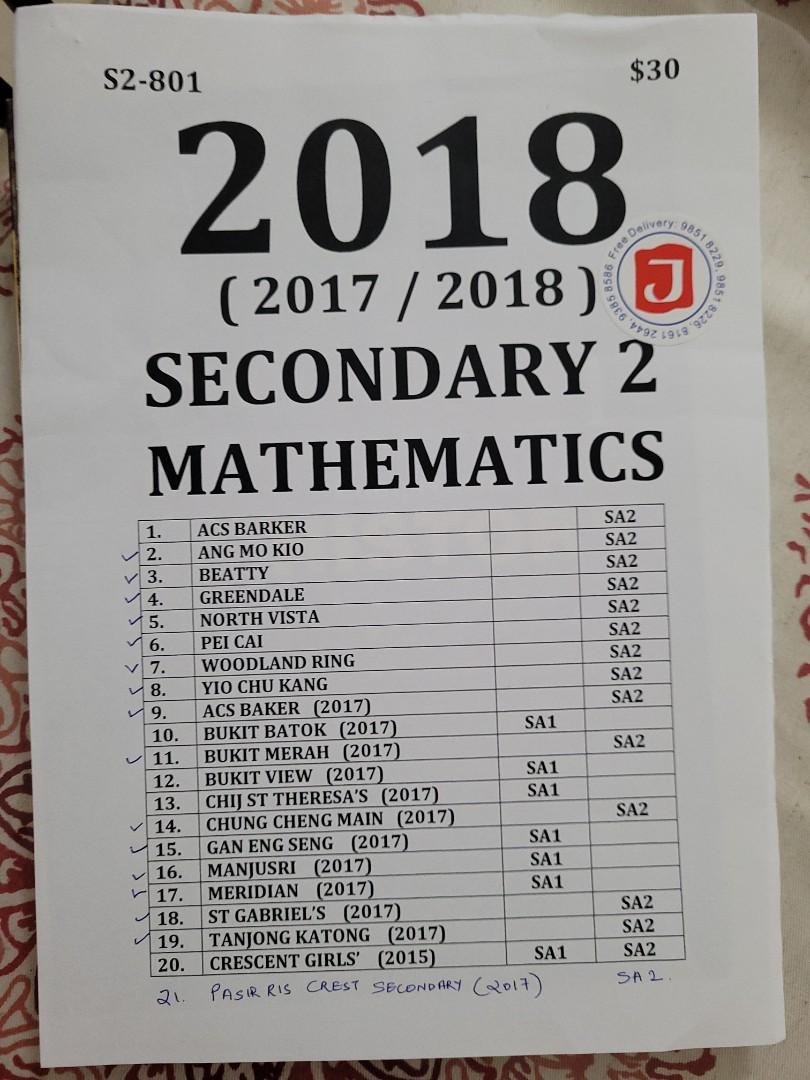 Secondary Math Test 2018 Secondary 2 Mathematics practice papers, Hobbies & Toys, Books ...