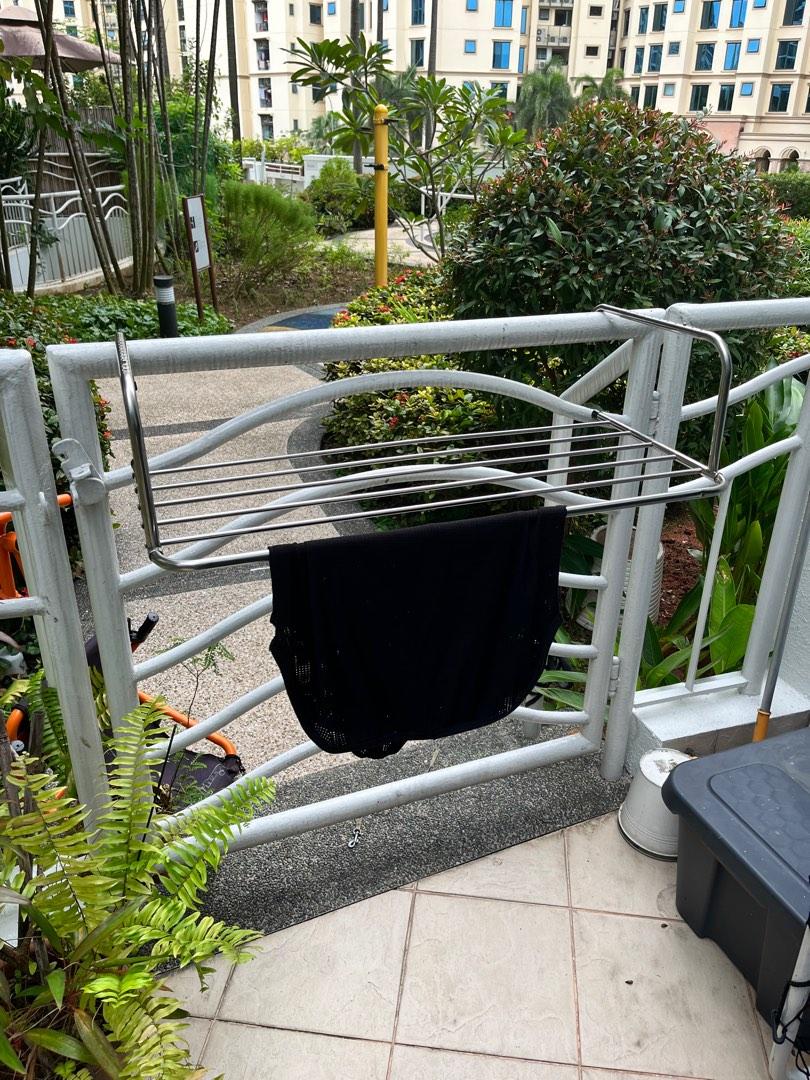 2 clothes drying rack - hang off railing, Furniture & Home Living, Home ...