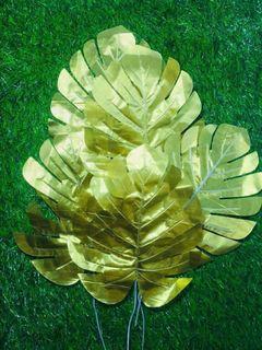 6 pcs Gold Artificial Leaves Gold and Green Display Home Decor Leaves