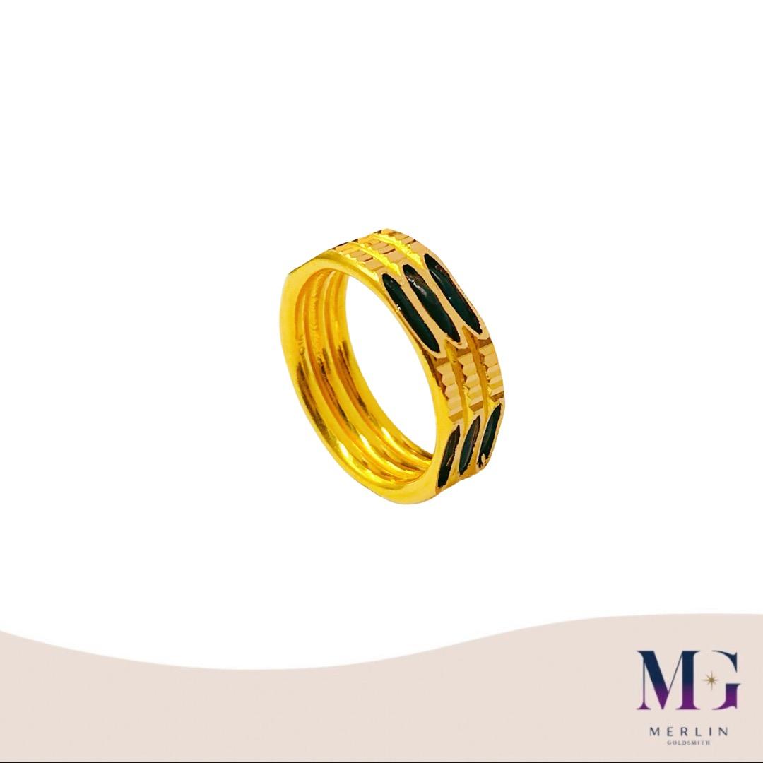 916 Gold Elephant Hair Ring (3 Row) With SG AVA Permit, Women's