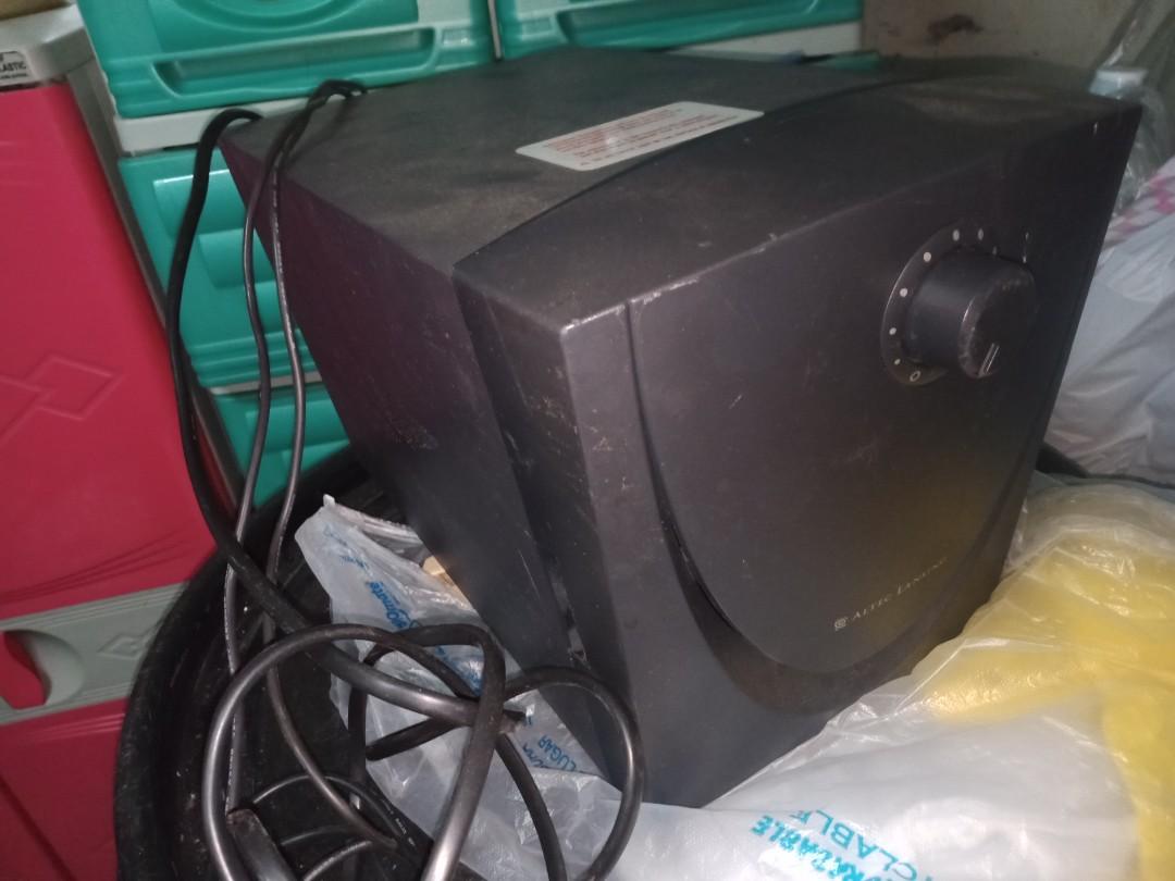 Altec Lansing Subwoofer (Category: Soundbars, Speakers & Amplifiers) located in Taytay. Submitted by archie2427 (Listing ID 1187210021, Image 1). Description: Altec Lansing Subwoofer. As is. Missing satellite speakers. Untested. Call or text for faster transaction 0925-698-1234 GOD BLESS!.