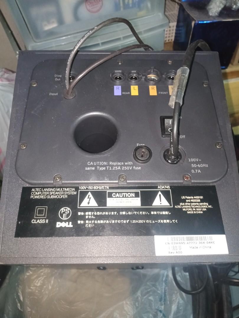 Altec Lansing Subwoofer (Category: Soundbars, Speakers & Amplifiers) located in Taytay. Submitted by archie2427 (Listing ID 1187210021, Image 3). Description: Altec Lansing Subwoofer. As is. Missing satellite speakers. Untested. Call or text for faster transaction 0925-698-1234 GOD BLESS!.