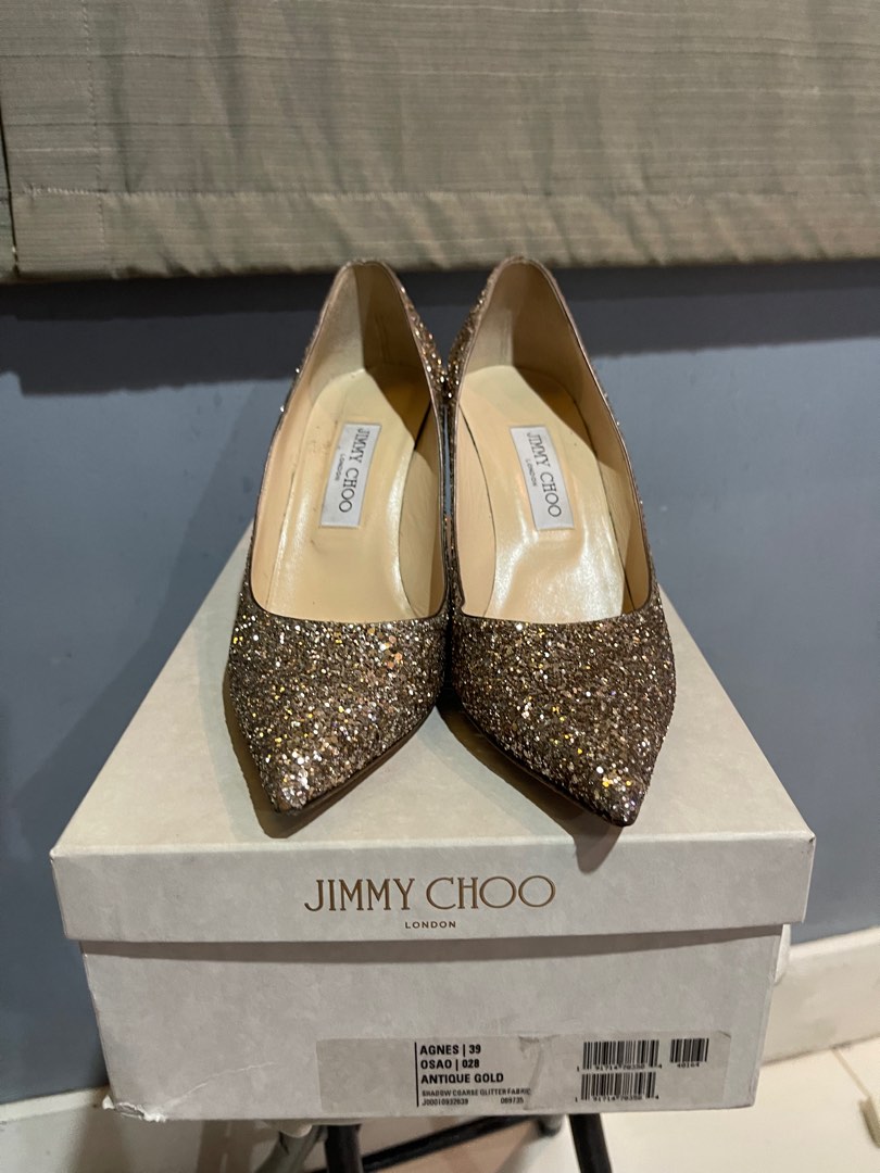 Jimmy Choo Silver Coarse Glitter Degrade Agnes Pumps main image 0