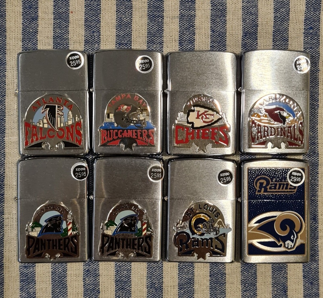 Authentic Vintage NFL Zippo Lighters 2002 - 2011 (8 nos), Hobbies & Toys,  Memorabilia & Collectibles, Vintage Collectibles on Carousell