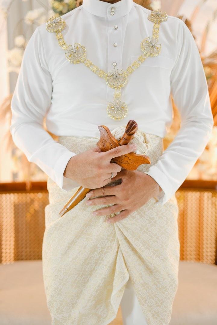 Baju Nikah Lelaki Slim fit Offwhite Putih Baju Melayu Men s