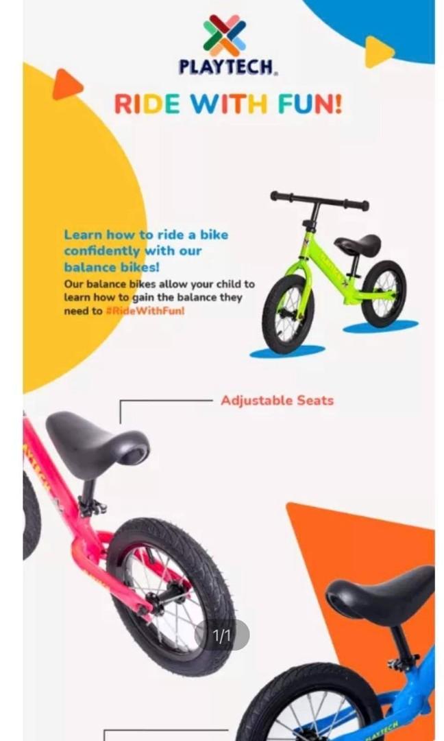 Balance Bike Playtech for 2 years old, Sports Equipment, Bicycles