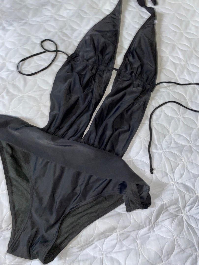 Black Halter One Piece Swimsuit, Women's Fashion, Swimwear, Bikinis