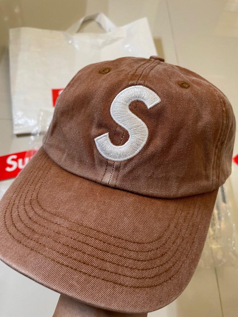 Brand new Supreme S logo pigment print 6-panel cap in Tan