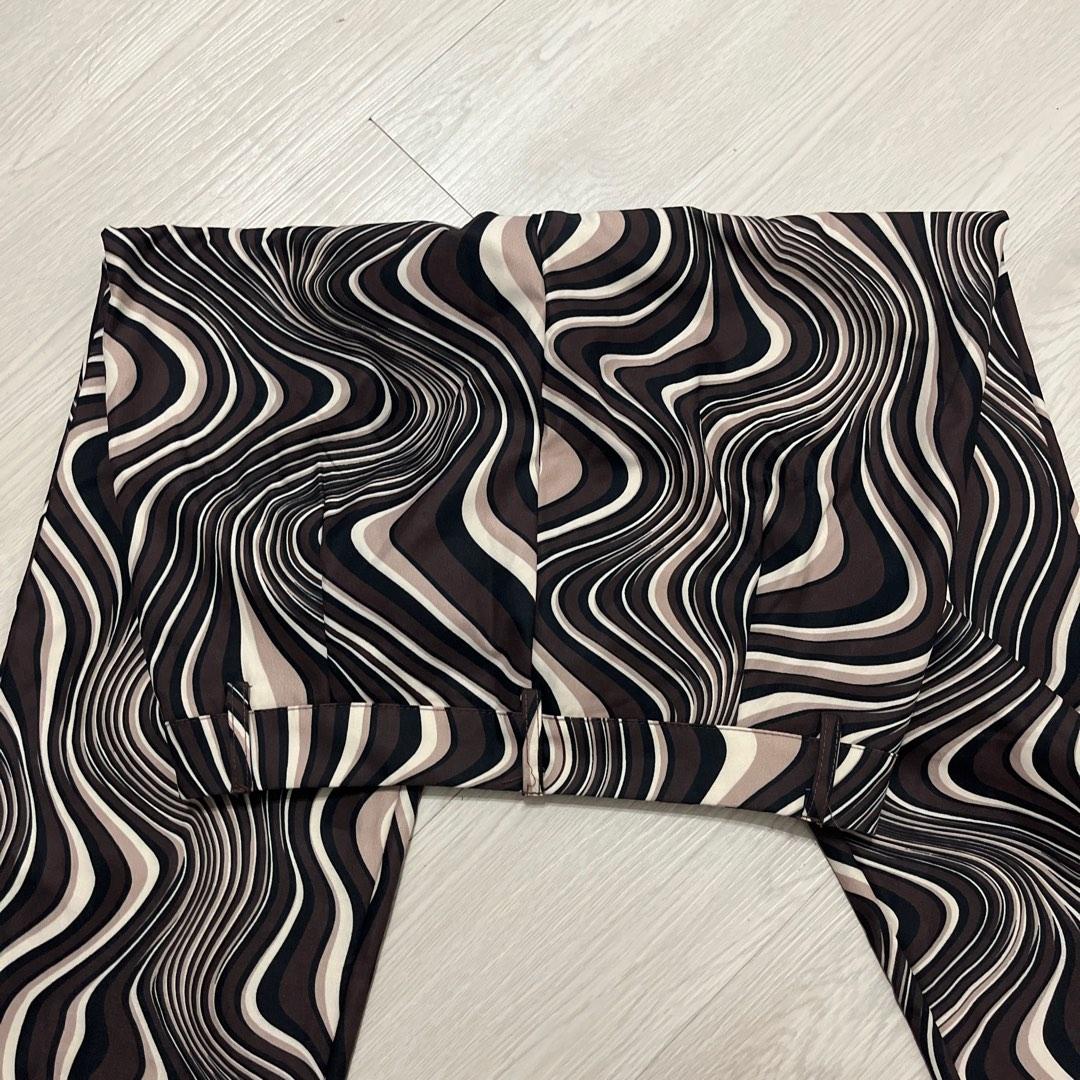 brown graphic swirl flare pants, Women's Fashion, Bottoms, Other ...