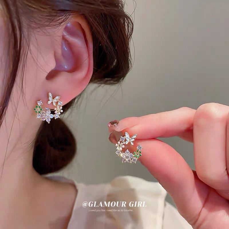 Butterfly ear stud small earring 925 sliver earrings Korean ear
