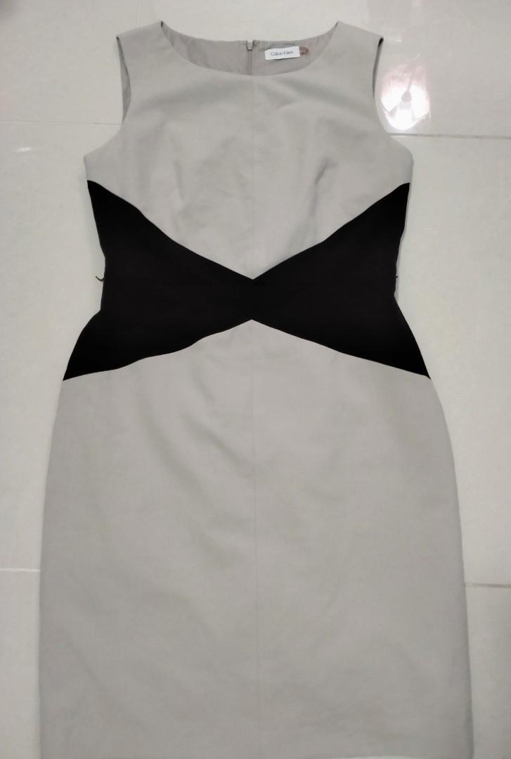Calvin Klein Light Khaki Black Formal Dress
