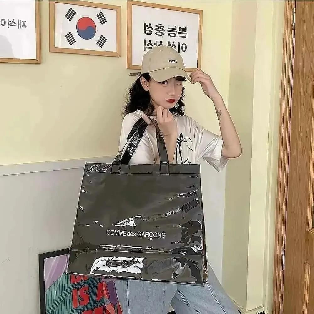 Cdg pvc tote bag black best sale