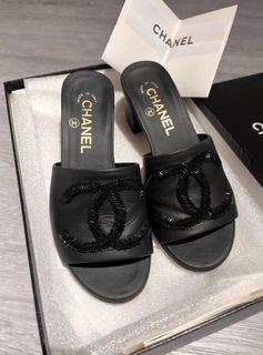 Chanel 百撘簡單款式拖鞋 Cc logo mid heel mules