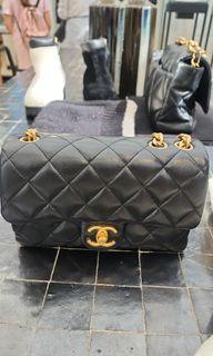 Auth BNIB Chanel Funkytown Black Denim Medium Rectangle Bag Chunky