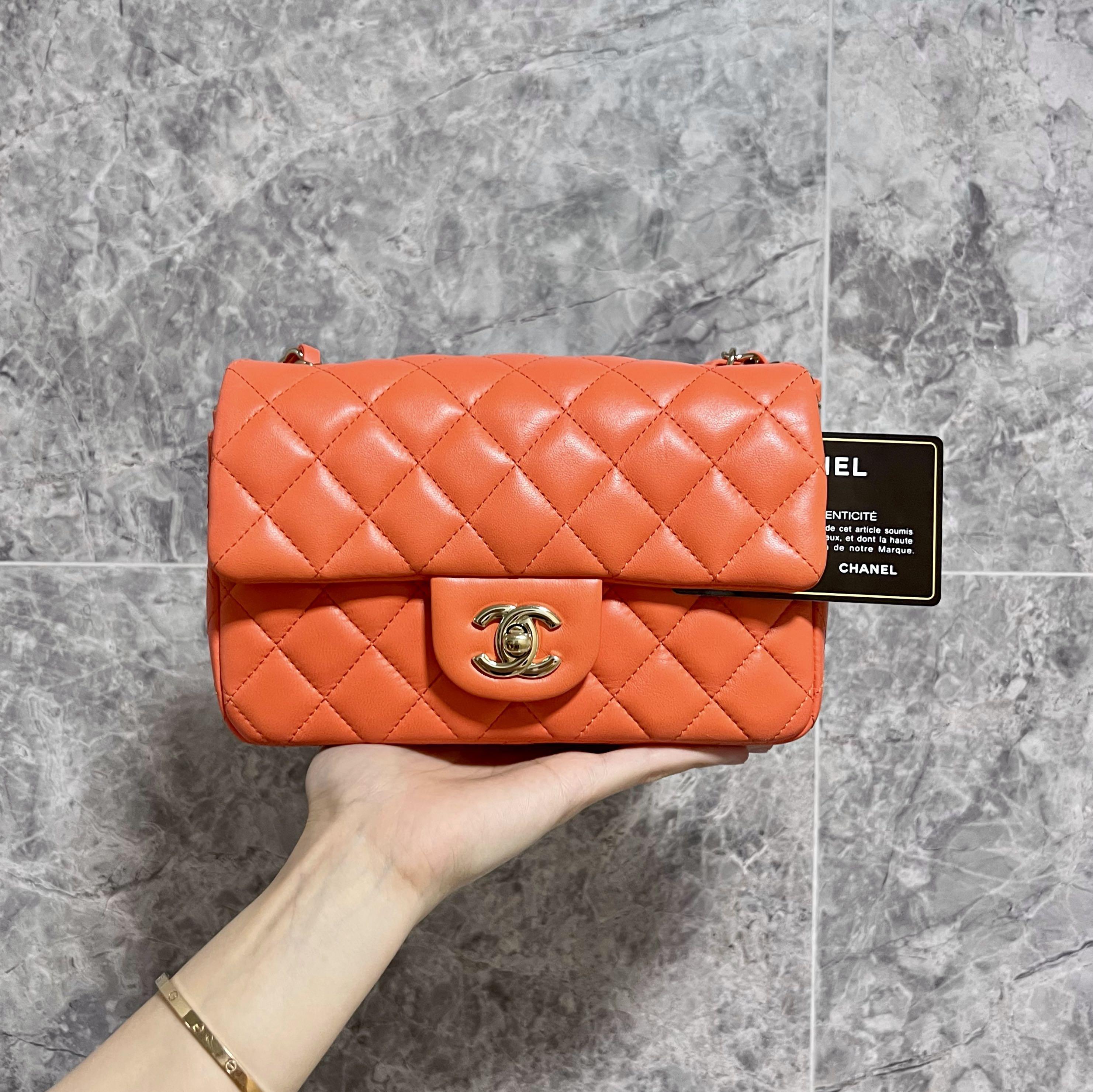  SOLD QUICKLY ON IG VINTAGE CHANEL CLASSIC FLAP BAG TWEED ORANGE MEDIUM  CF 24K GHW GOLD HARDWARE PINK WHITE  small mini jumbo lambskin caviar  Luxury Bags  Wallets on Carousell