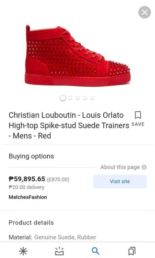 Christian Louboutin Louis Spike Suede High Top Sneaker in Red for