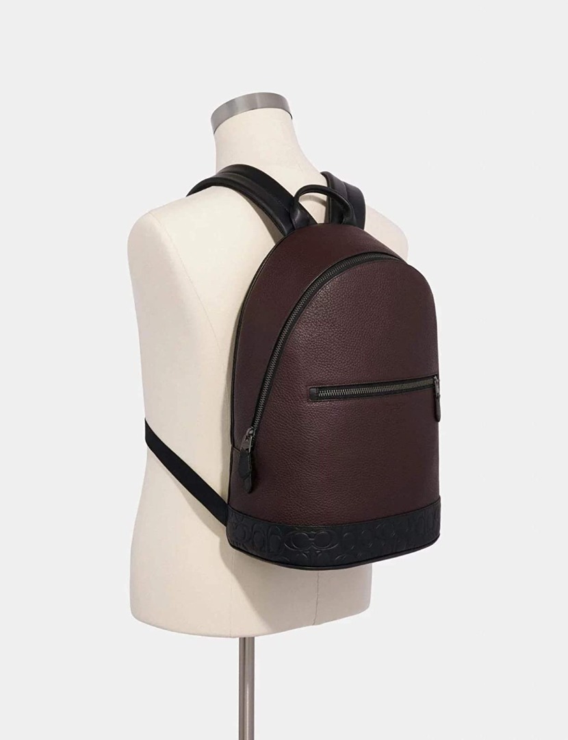 COACH 後背包 West Slim Backpack With Signature Leather Detail 全新正品, 名牌精品