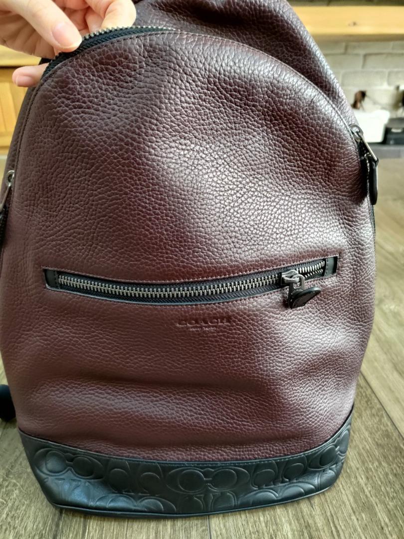COACH 後背包 West Slim Backpack With Signature Leather Detail 全新正品, 名牌精品