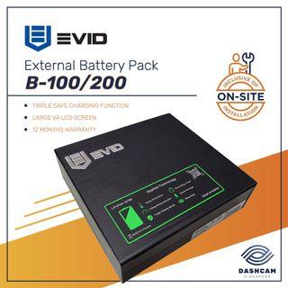 EVID External Battery for Dashcam [Made-in-Korea] | B-100 (6,000mAh) | B-200 (12,000mAh) Compatible with most car cameras | Inclusive of on-site installation | Dashcam Car Battery Pack