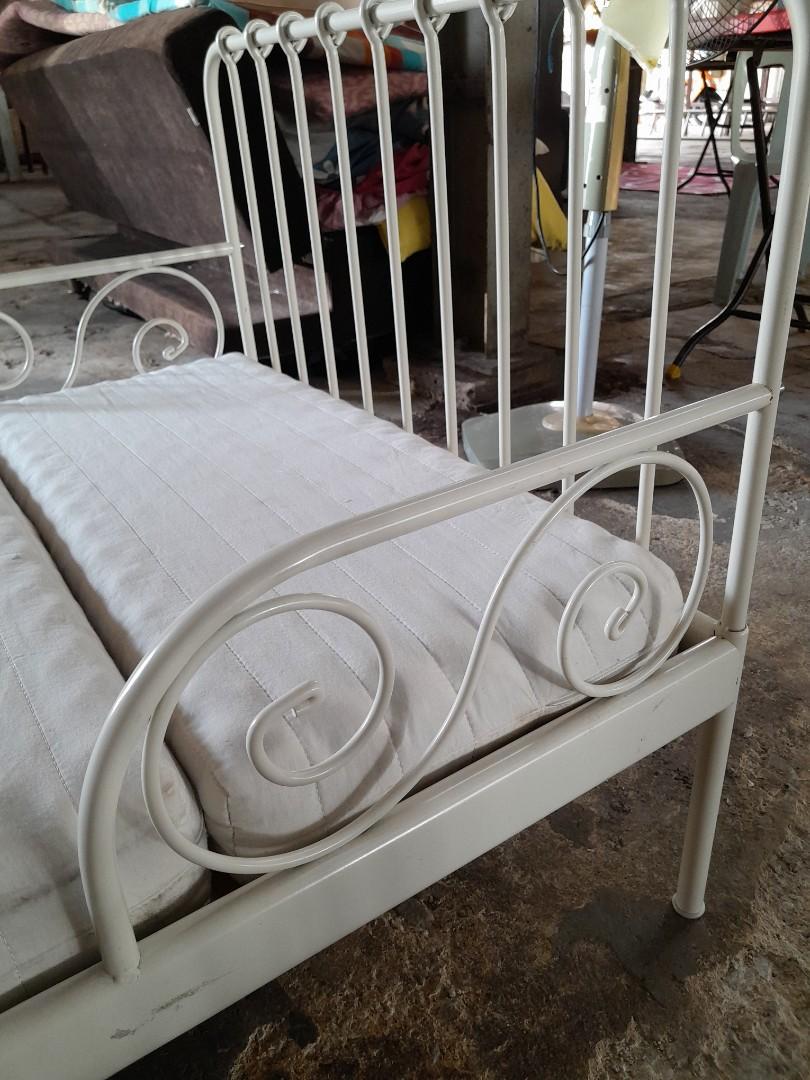 Extend bed frame with slatted bed base,white, Furniture & Home Living