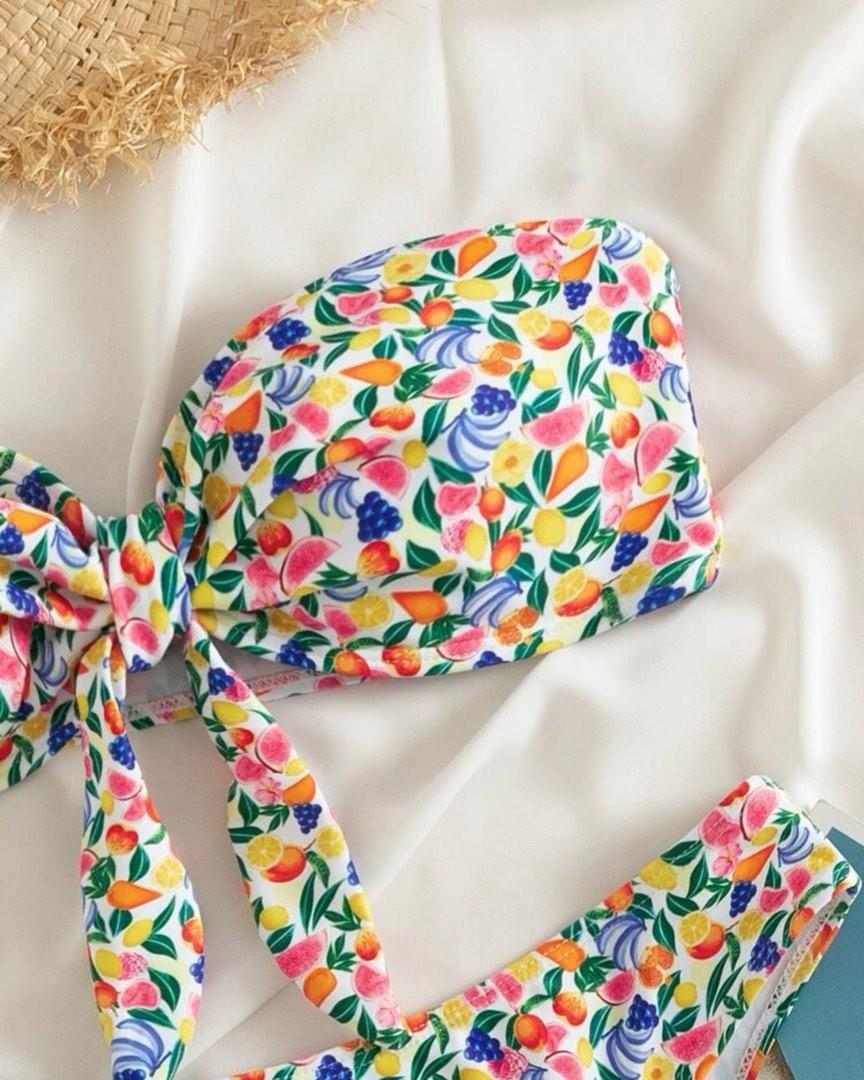 Floral Bandeau 3 Piece Bikini Set