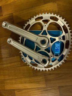 H&H silver crankset with Ridea 56T oval chainring and chain bolts
