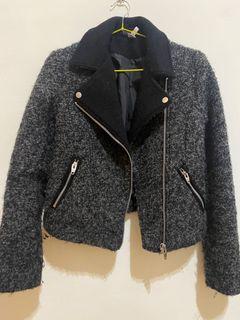 H&M 8成新帥氣羔羊合身厚外套