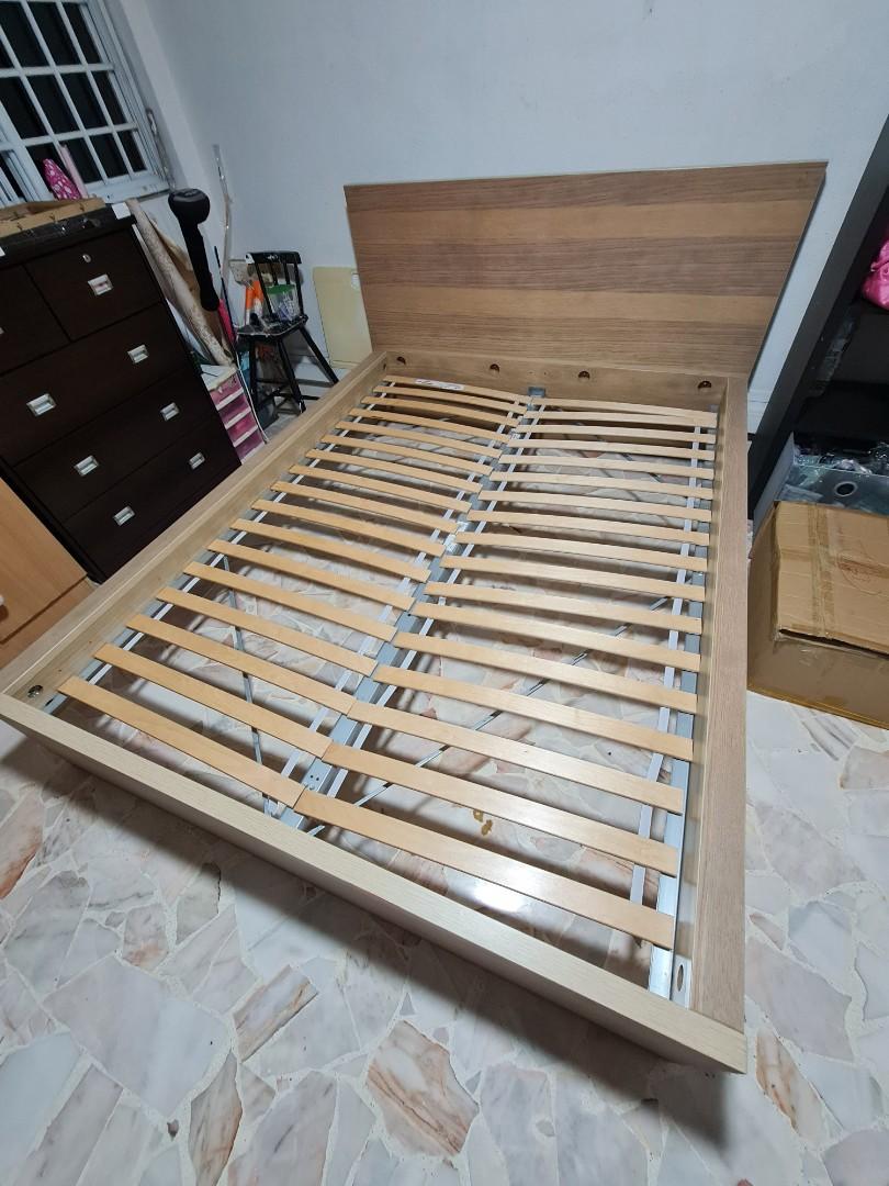 Ikea Queen Size wooden Bed frame, Furniture & Home Living, Furniture