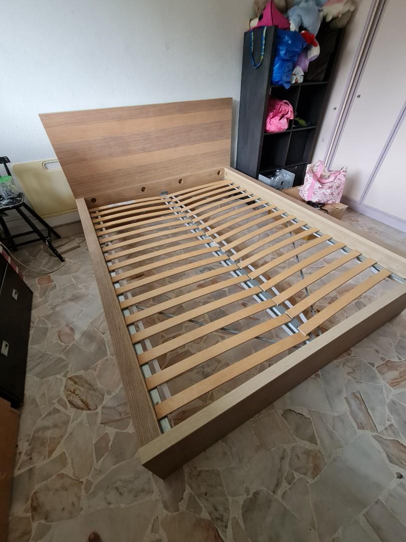 Ikea Queen Size wooden Bed frame, Furniture & Home Living, Furniture