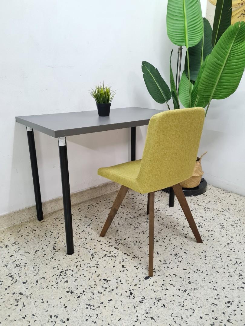ikea Study table with 1 comfy green chair, Furniture & Home Living