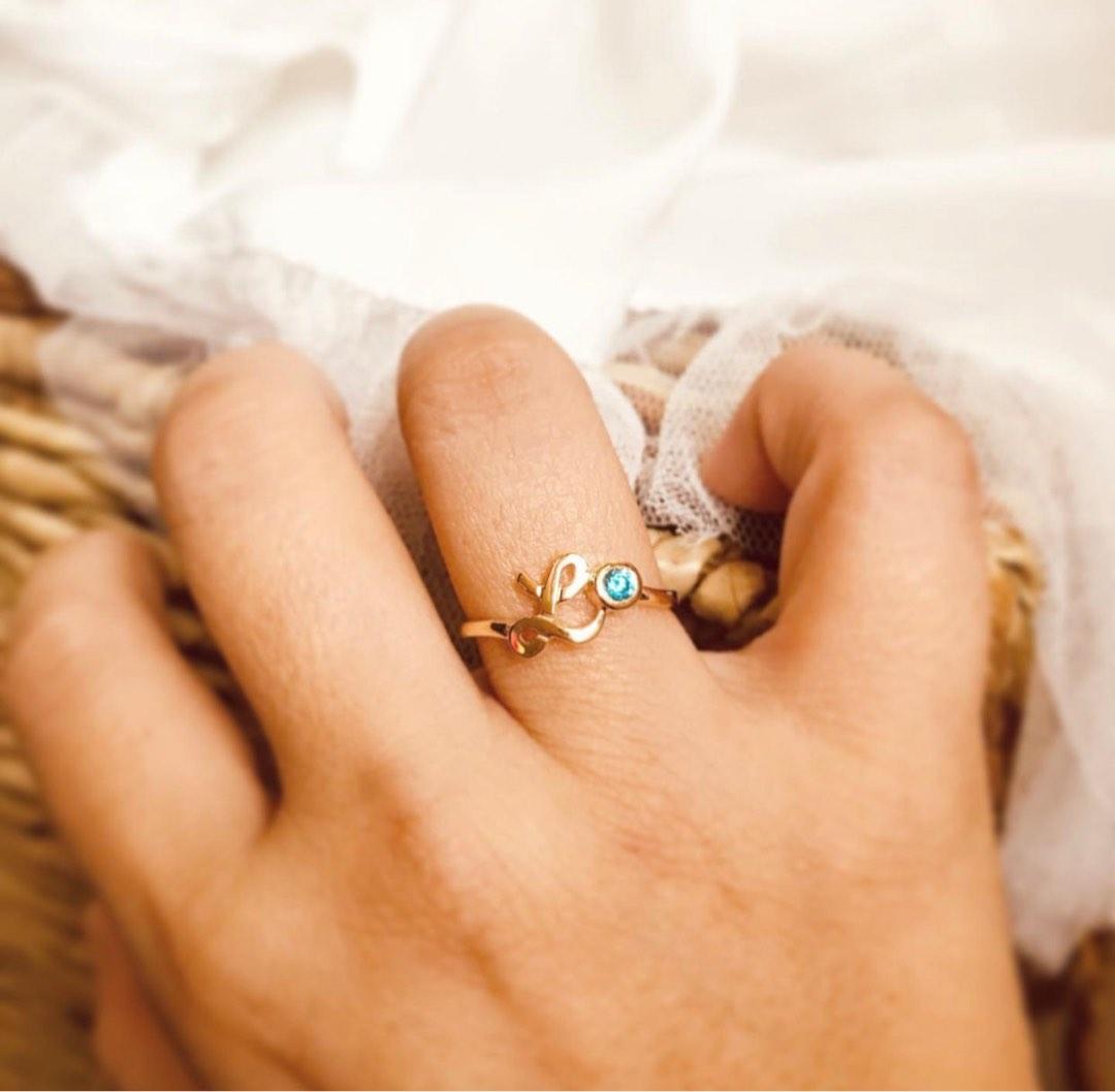 14 karat gold initial ring discount