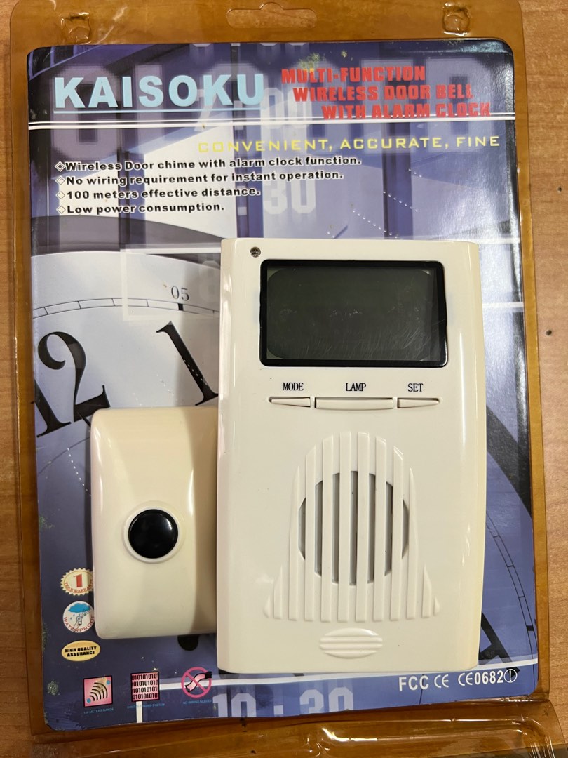 Kaisoku wireless doorbell w alarm clock, Furniture & Home Living