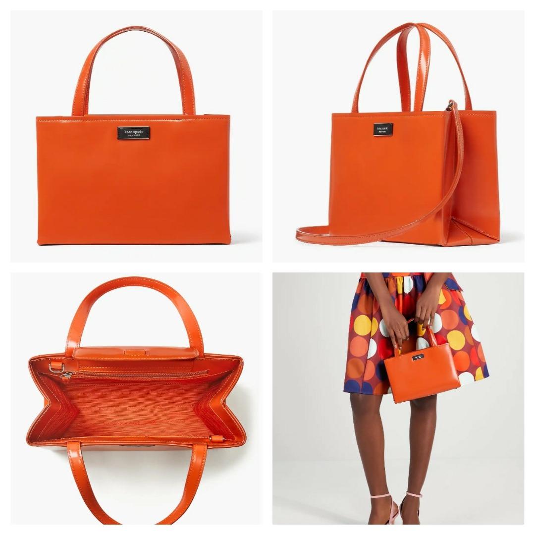 Kate Spade Sam Icon Leather Tote Bag Small Fiery Orange in Spazzolato  Leather with Silver-tone - US