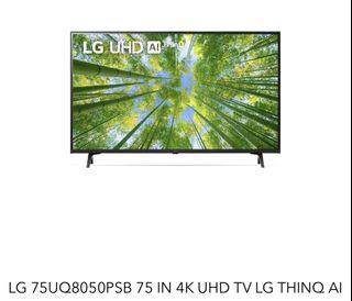 LG UQ8050 75inch 4K UHD Smart TV with AI ThinQ 75UQ8050PSB
