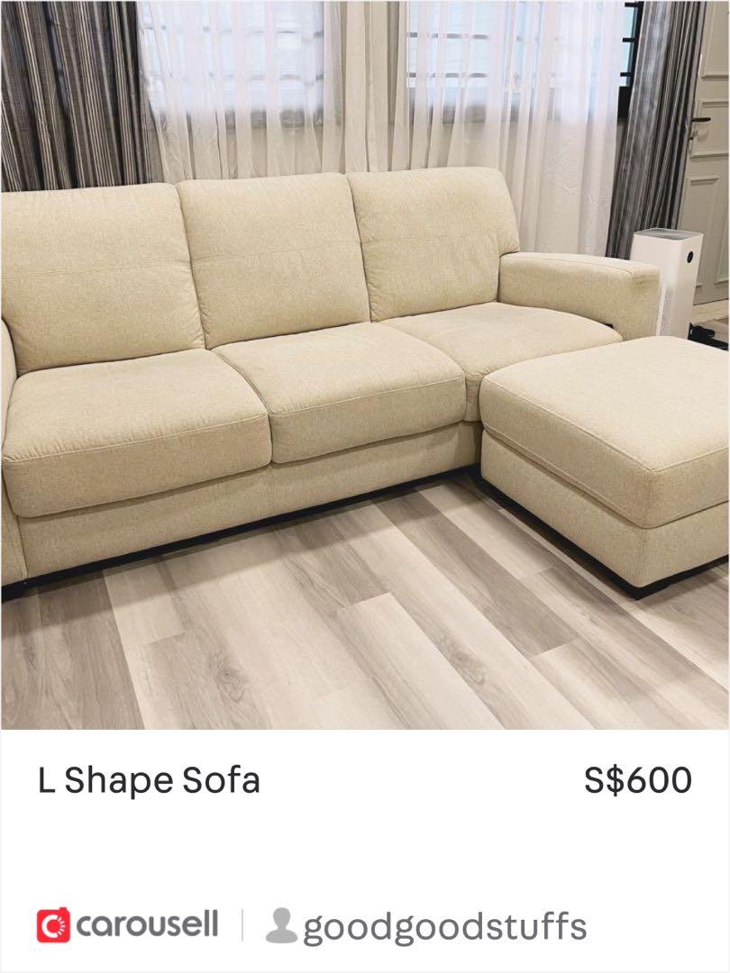 LShape sofa with an adjustable leg rest., Furniture & Home Living