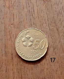 Malaysia coin 50sen.year 2013.