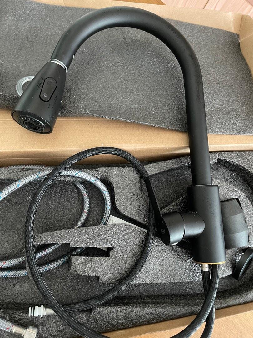 Final sale Matt black pull out mixer kitchen tap, Furniture & Home