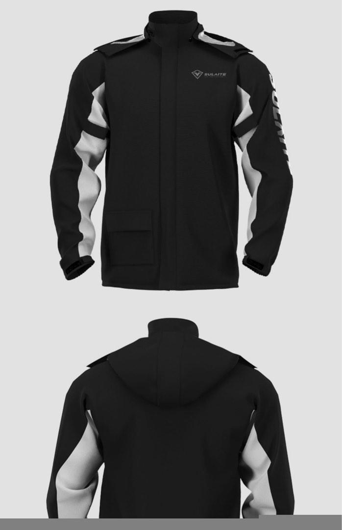 Motorcycle reflective raincoat in black colour, Motorcycles, Motorcycle