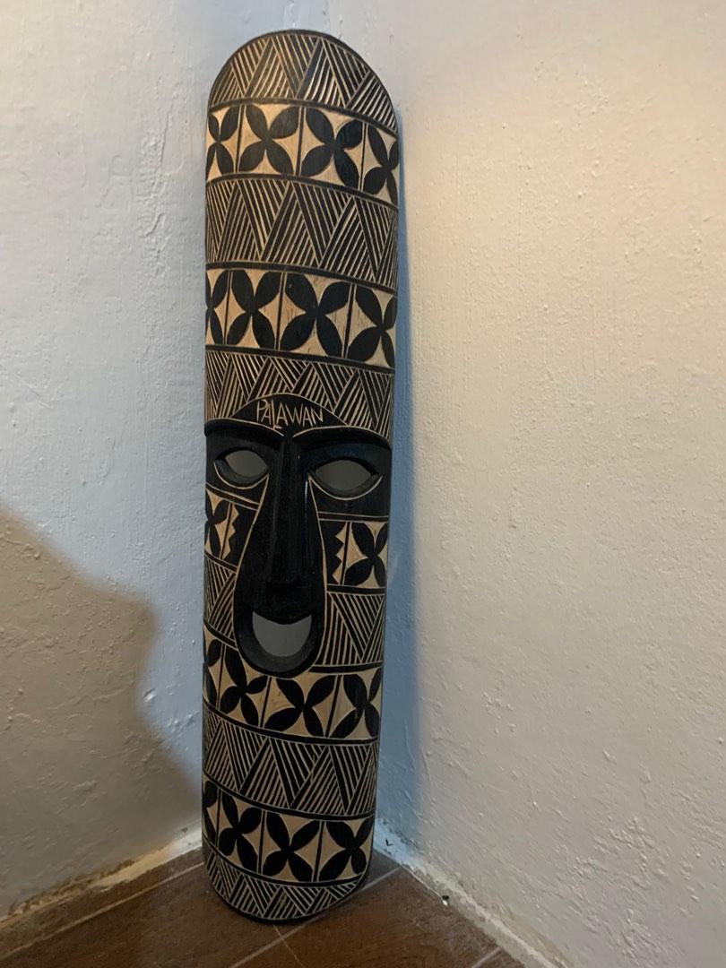 Native wood carving. Palawan native wooden carving. Wooded mask