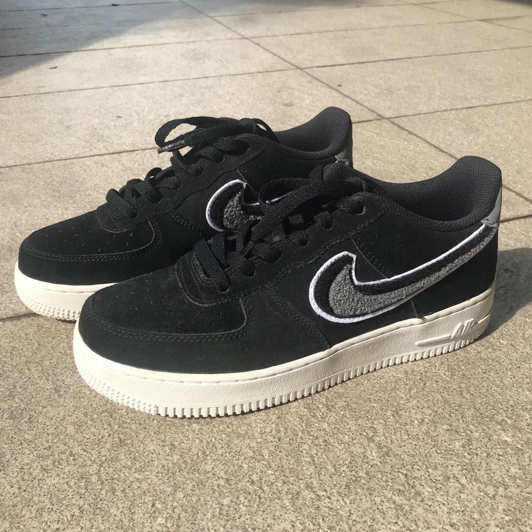 Air force 1 sale chenille swoosh black