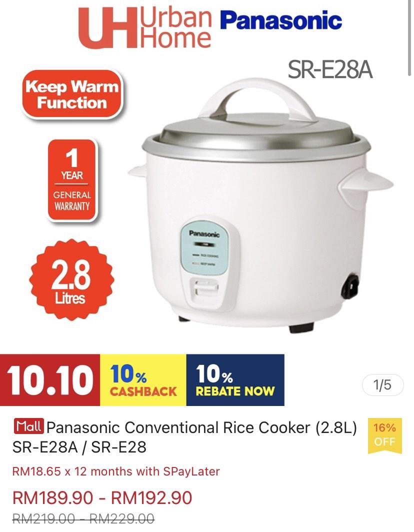 Panasonic Rice Cooker SRE28A (2.8L), TV & Home Appliances, Kitchen
