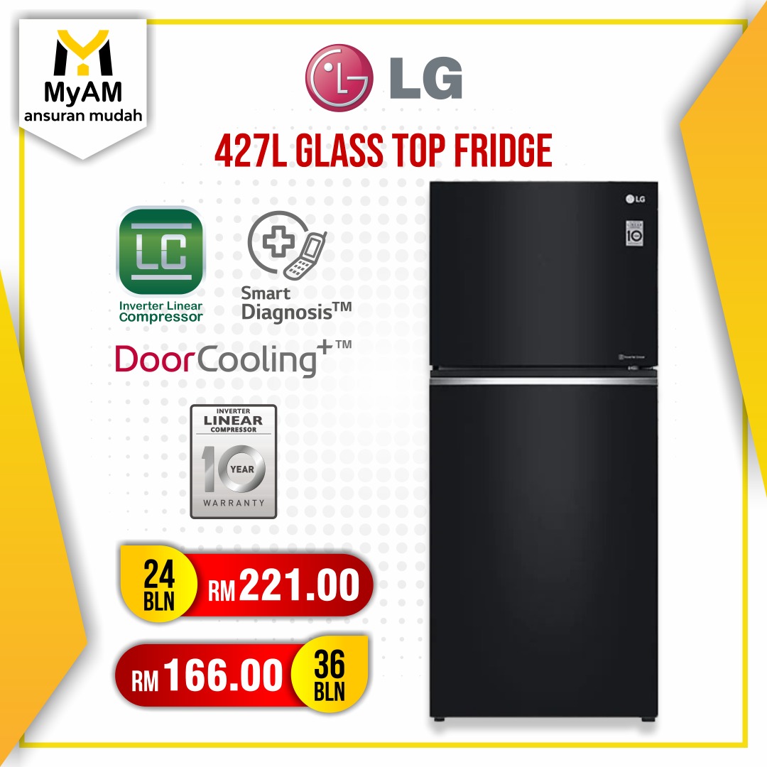 Peti Sejuk LG 427 Litre Top Freezer Refrigerator Fridge Ansuran Mudah