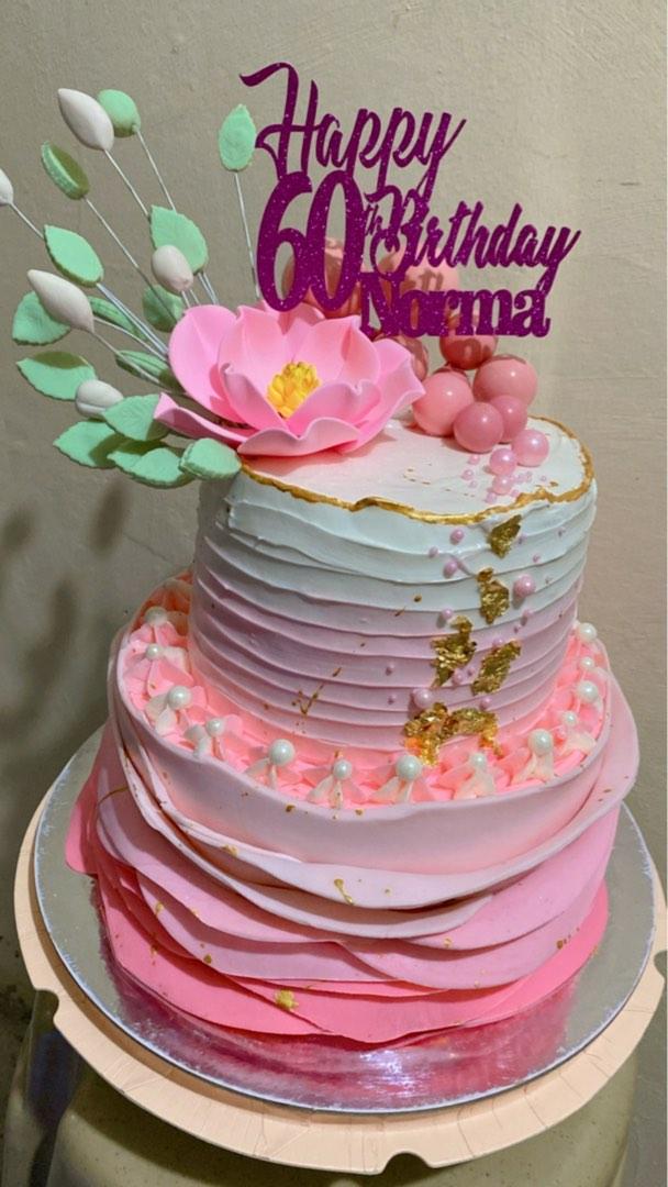 Light Pink With Yellow Floral Design Theme Birthday Cake | Petissier SG