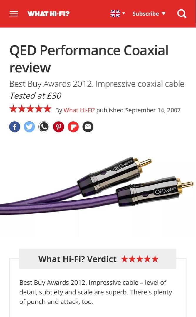 QED Digital Coaxial Cable, Audio, Other Audio Equipment on Carousell